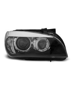 Фарове с ангелски очи LED Черни за BMW X1 E84 10.09-07.12