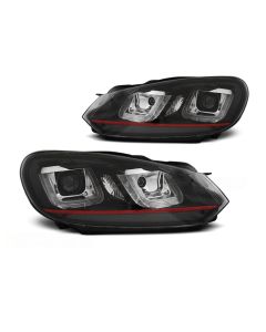 Фарове U-LED LIGHT DRL Черни LINE за VW GOLF 6 08-12