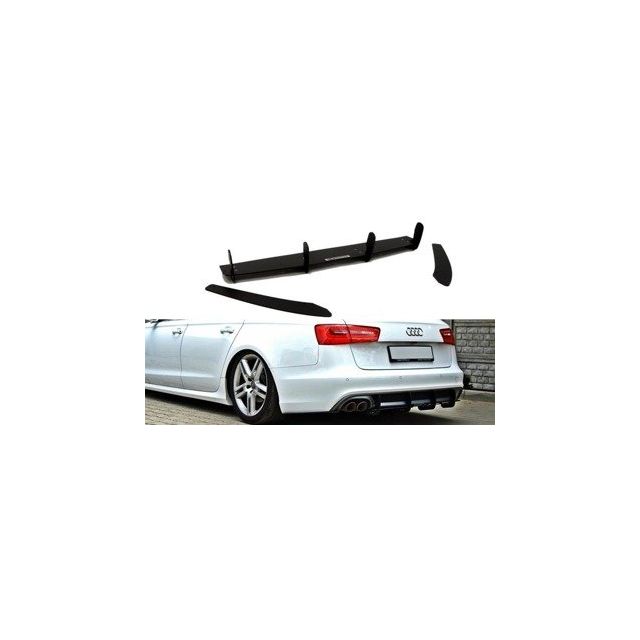 Заден дифузьор и Добавки за задна броня Audi A6 S-Line C7 (изпускателен 1x2) - Maxton Design