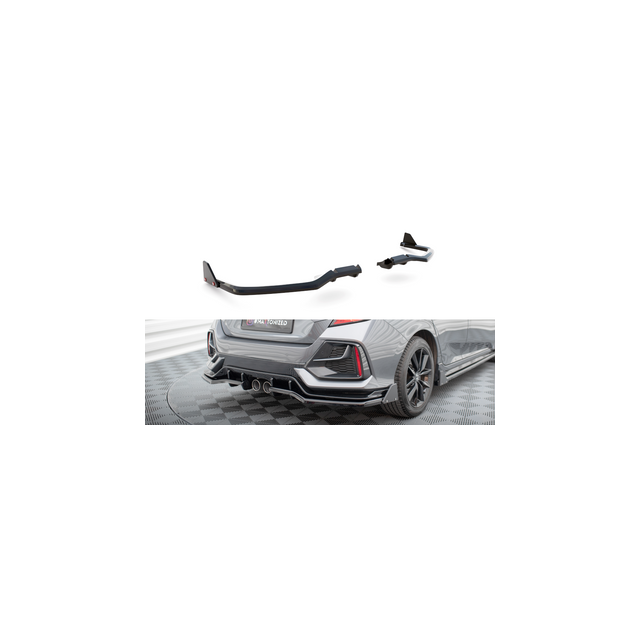 Централна Добавка за задна броня (с вертикални барове) + Добавки Honda Civic Sport Mk 10 Facelift - Maxton Design