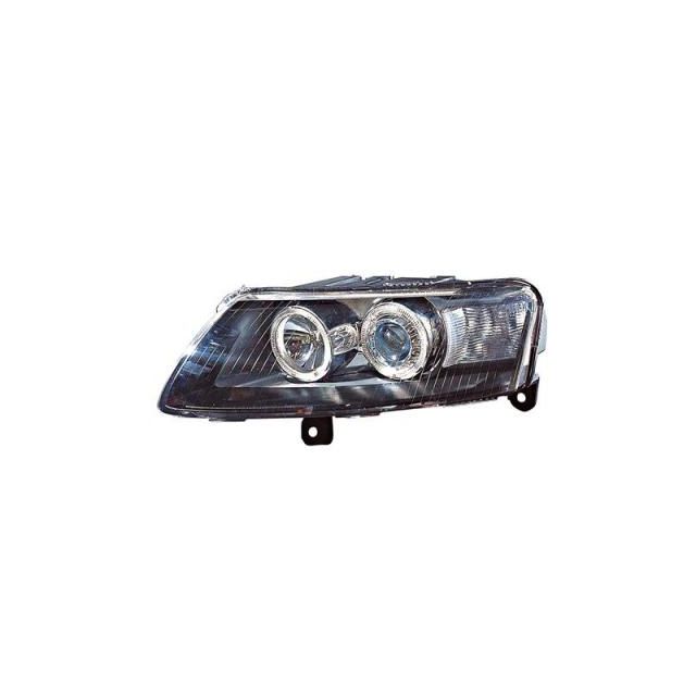 купи Кристални фарове с лупи и Angel eyes Audi A6 Черни 2004-2008г.