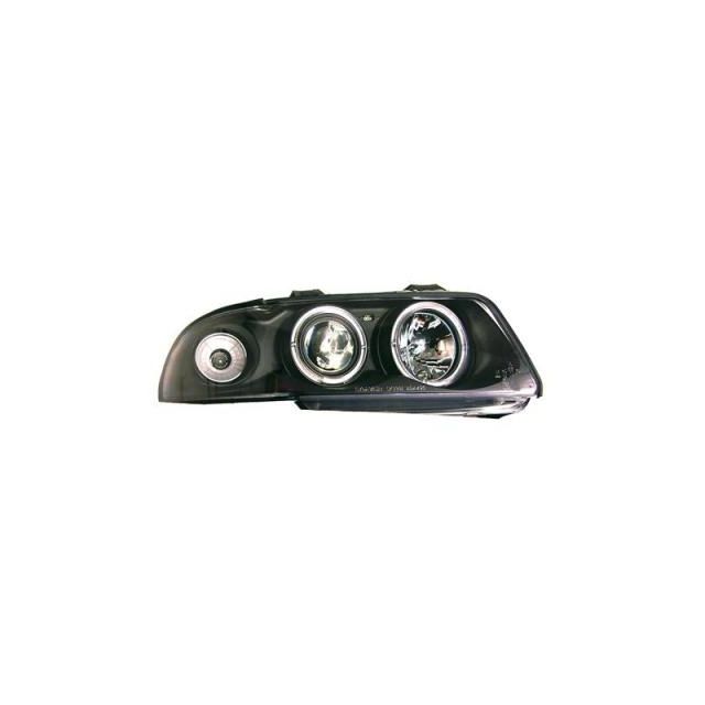 купи Кристални фарове с лупи и Angel eyes Audi A4 1999-2000г. Черни