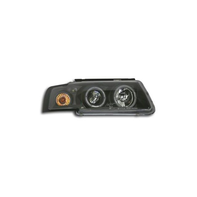 купи Кристални фарове с лупи и Angel eyes Passat B5 1994-1999г.Черни Вариант 2