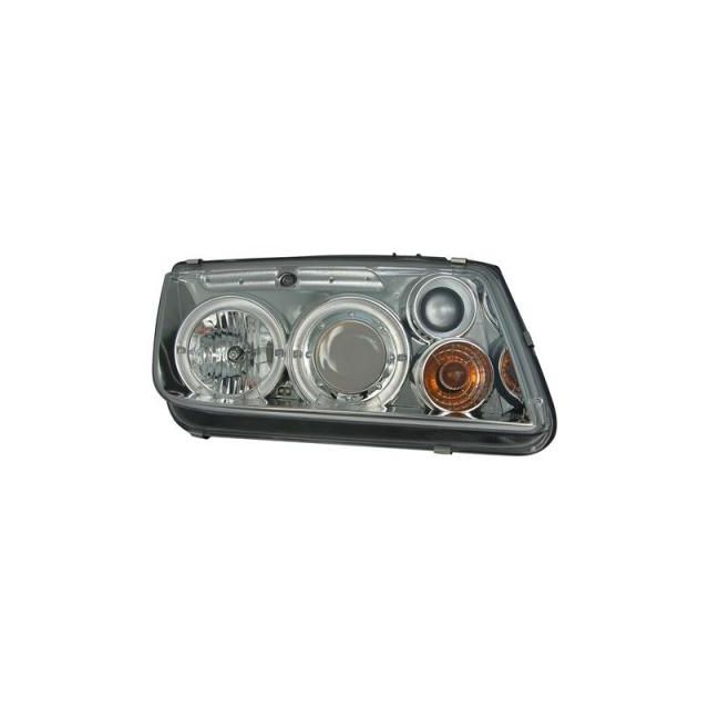 купи Кристални фарове с лупи и Angel eyes Vw Bora Хромирани Вариант 4„Devil Eyes“