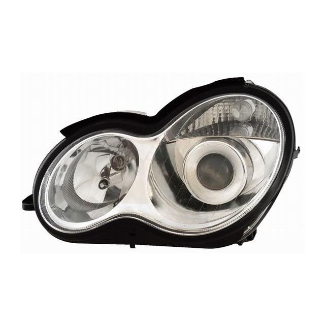 купи Кристални фарове за Mercedes C class 2000-2004 - Хромирани с лупи и Angel Eyes