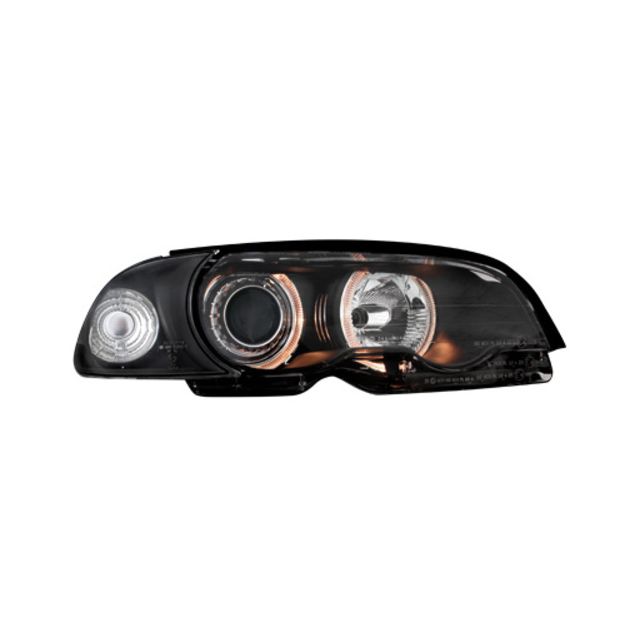 купи Кристални фарове с лупи и Angel eyes BMW E46 Черни Coupe/Cabrio 1998-2002г.