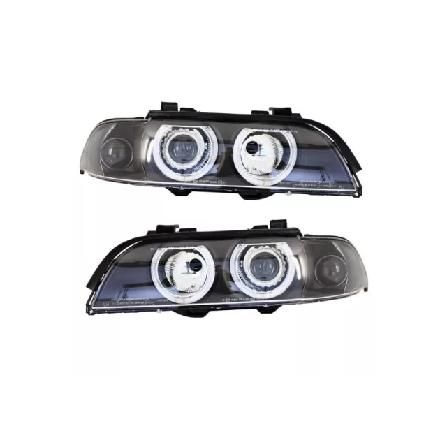 купи Кристални фарове с лупи и Angel eyes BMW E39 Черни