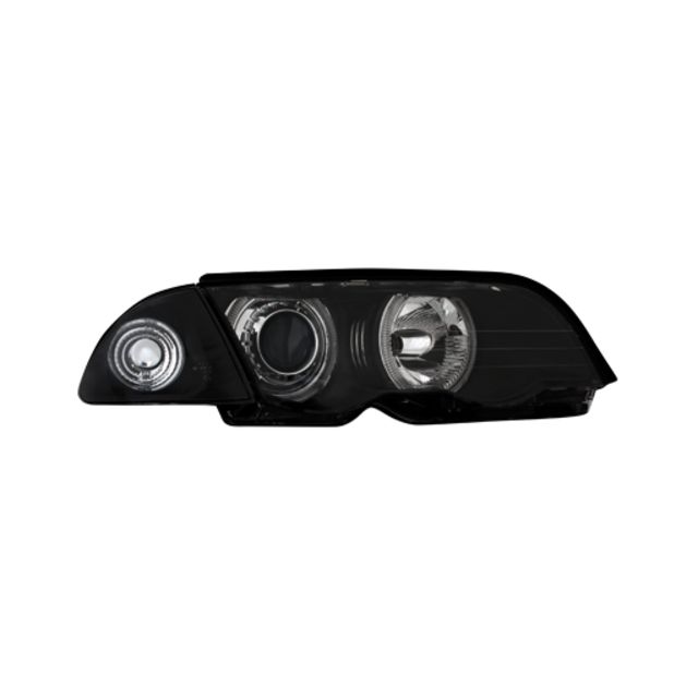 купи Кристални фарове с лупи и Angel eyes BMW E46 Черни Sedan/Touring
