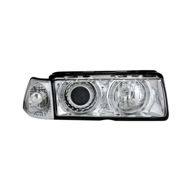 купи Кристални фарове с лупи и Angel eyes BMW E36 Хромирани