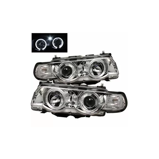 Кристални фарове Angel Eyes H7/H7 за BMW E38 (1998-2001) - хром