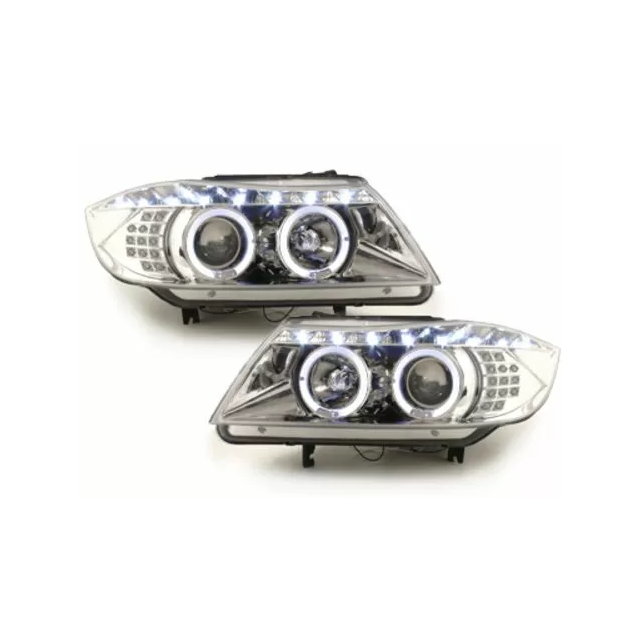 Кристални фарове Angel Eyes за BMW E90 (2005-2008г.) - хром