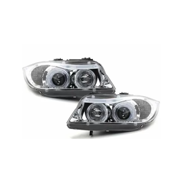 Кристални фарове Angel Eyes за BMW E90 - хром