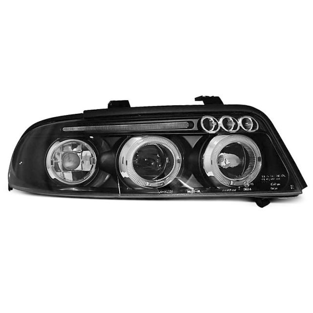 Фарове  с ангелски очи Черни за AUDI A4 01.99-09.00