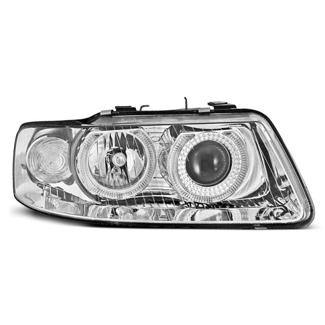 Фарове  с ангелски очи хром за AUDI A3 09.00-05.03