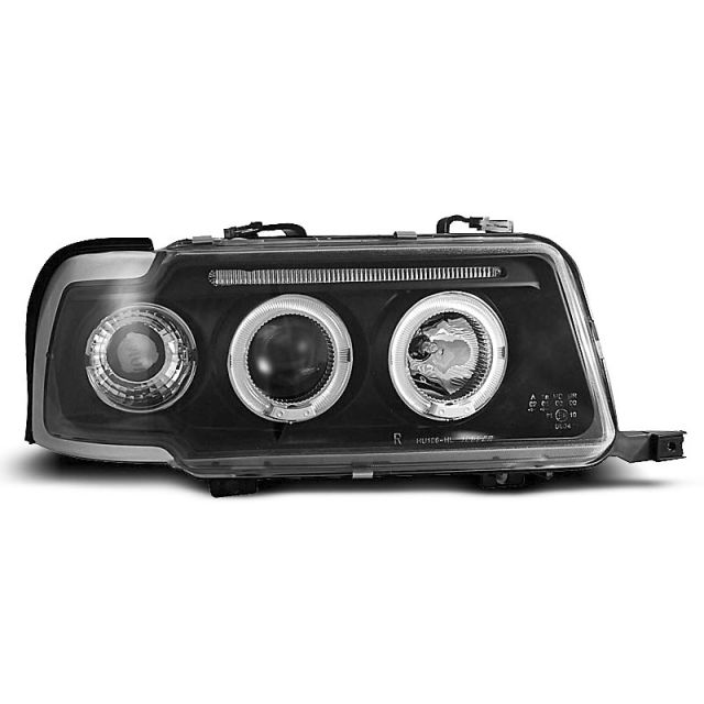 Фарове  с ангелски очи Черни за AUDI 80 B4 09.91-04.96