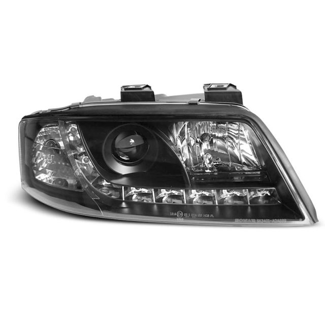 Фарове  с дневни светлини Черни за AUDI A6 05.97-05.01
