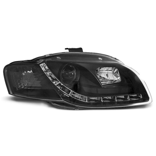 Фарове  с дневни светлини Черни за AUDI A4 B7 11.04-03.08