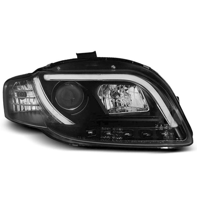 Фарове  TUBE LIGHT DRL Черни за AUDI A4 B7 11.04-03.08