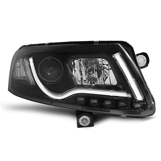 XENON Фарове  TUBE LIGHT DRL Черни за AUDI A6 C6 04-08