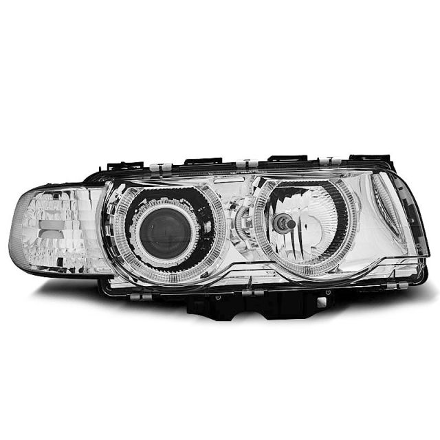 Фарове  с ангелски очи хром за BMW E38 09.98-07.01