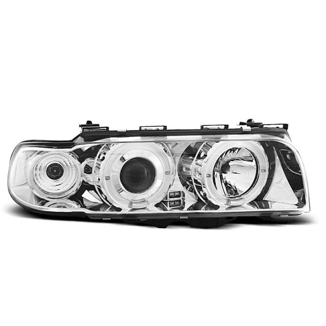 Фарове  с ангелски очи хром за BMW E38 06.94 - 08.98