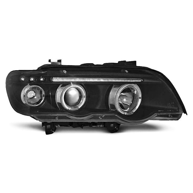 Фарове  с ангелски очи Черни за BMW X5 E53 09.99-10.03