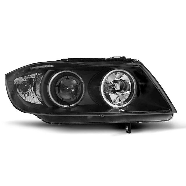 Фарове  с ангелски очи CCFL Черни за BMW E90/E91 03.05-08.08