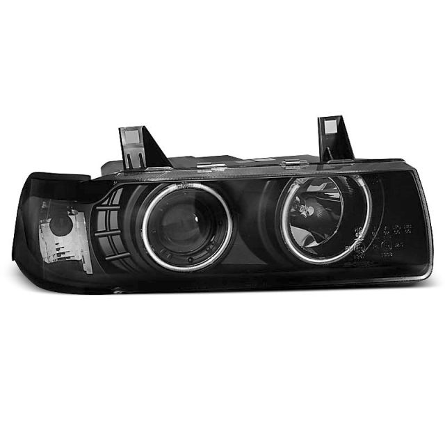 Фарове  с ангелски очи CCFL Черни за BMW E36 12.90-08.99 S/C/T