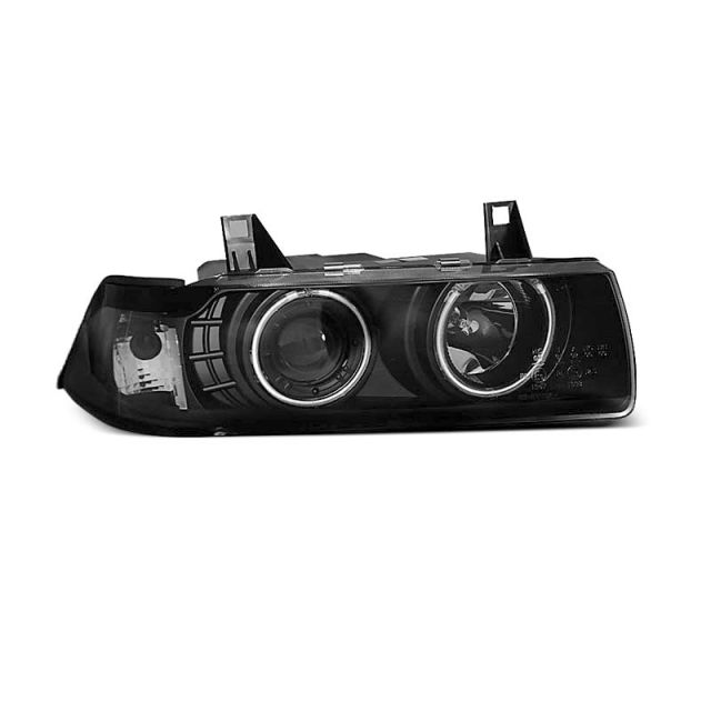 Фарове  с ангелски очи CCFL Черни за BMW E36 12.90-08.99 C/C