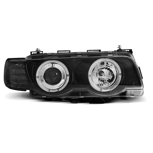 XENON Фарове  с ангелски очи Черни за BMW E38 09.98-07.01