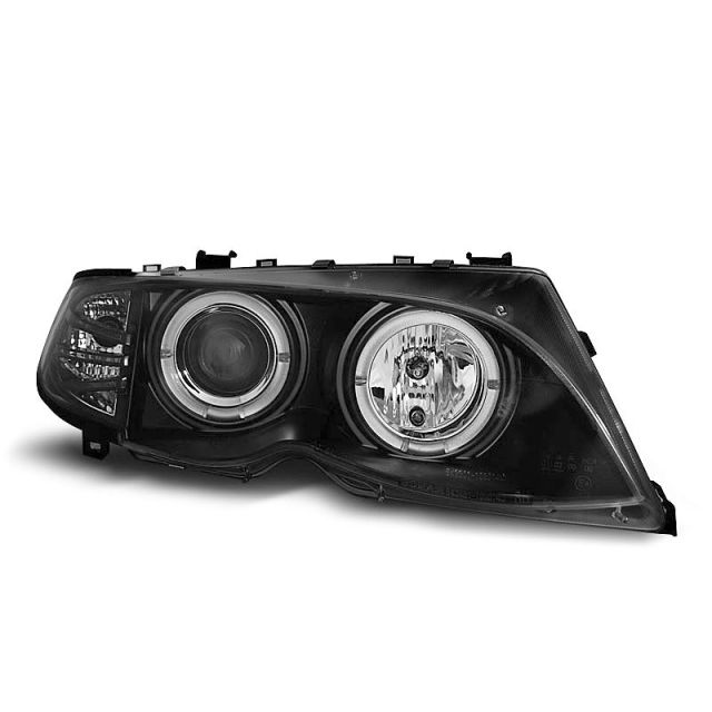 Фарове  с ангелски очи Черни за BMW E46 09.01-03.05