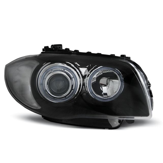 Фарове  с ангелски очи Черни за BMW 1 E87/E81/82/88 04-11
