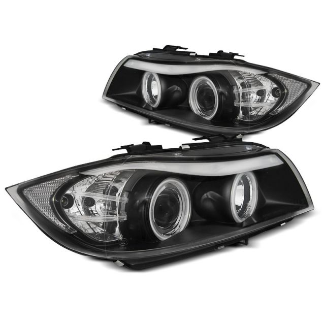 Фарове  с ангелски очи CCFL Черни за BMW E90/E91 03.05-08.08