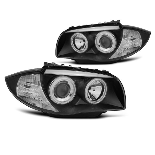 Фарове  с ангелски очи CCFL Черни за  BMW 1 E87/E81/82/88 04-11