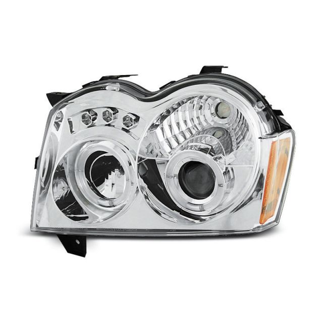 Фарове за CHRYSLER JEEP GRAND CHEROKEE 05-08 с ангелски очи хром 