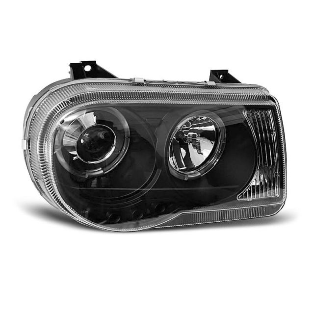 Фарове за CHRYSLER 300C 05-10 с ангелски очи Черни