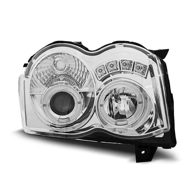 Фарове за CHRYSLER JEEP GRAND CHEROKEE 08-10 с ангелски очи хром 