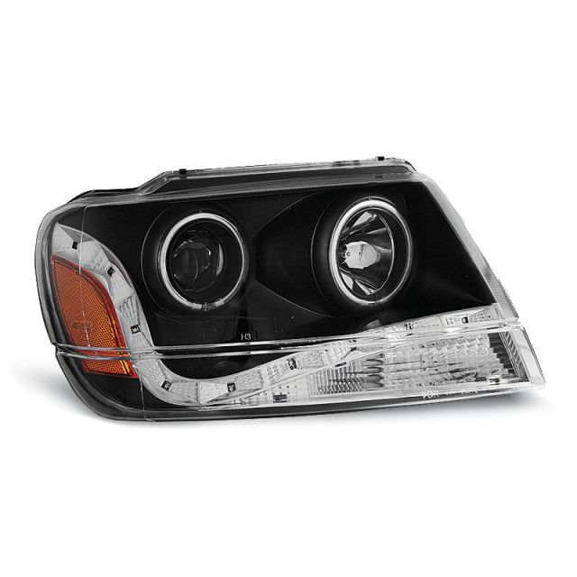 Фарове за CHRYSLER JEEP GRAND CHEROKEE 99-05.05 с дневни светлини Черни