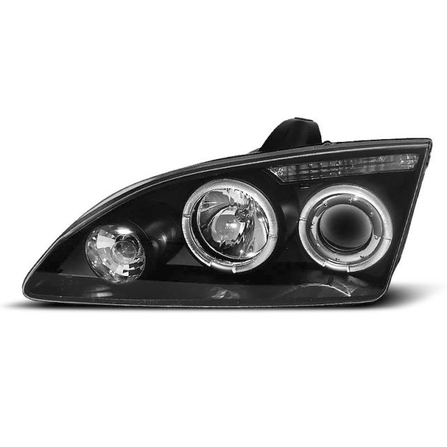 Фарове за FORD FOCUS II 09.04-01.08 с ангелски очи Черни