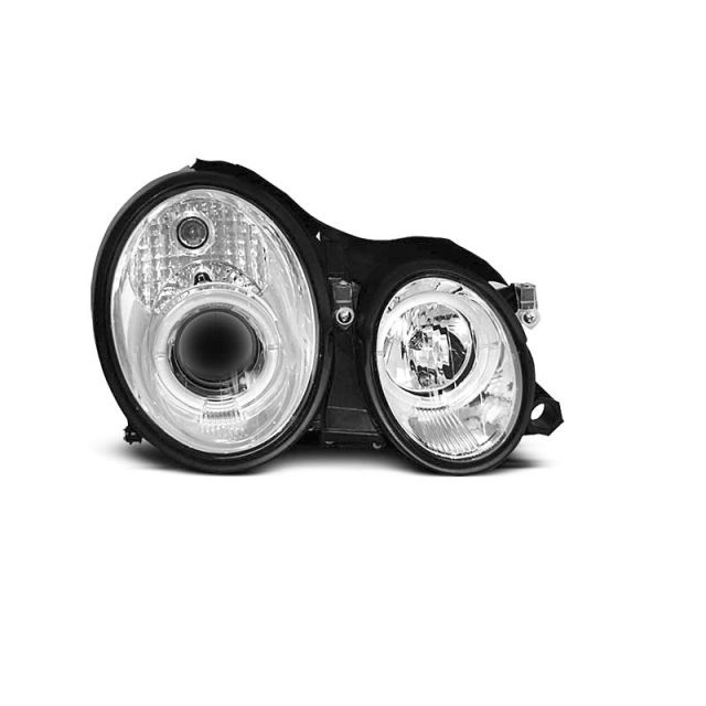 Фарове  с ангелски очи хром за MERCEDES W208 CLK 03.97-04.02