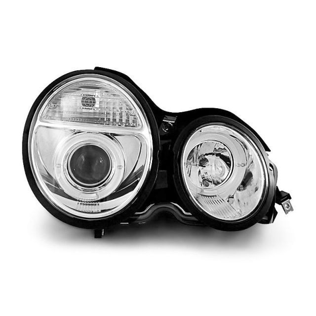 Фарове  с ангелски очи хром за MERCEDES W210 E-KLASA 95-05.99 