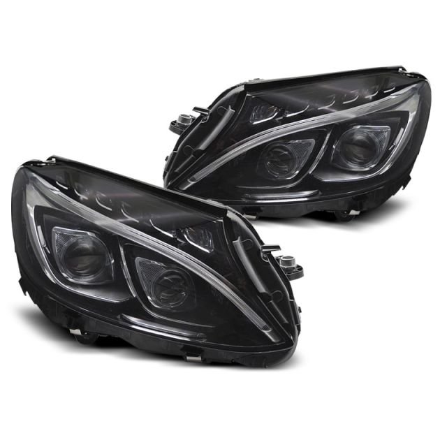 Фарове  TRUE DRL Черни за MERCEDES W205 14-18
