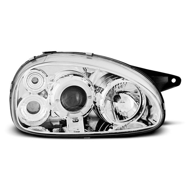 Фарове за OPEL CORSA B 02.93-10.00 с ангелски очи хром
