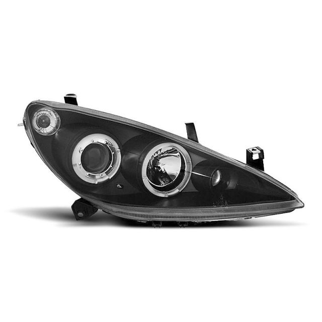 Фарове за PEUGEOT 307 04.01-06.05 с ангелски очи Черни