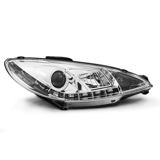 Фарове за PEUGEOT 206 10.98-02 с дневни светлини хром