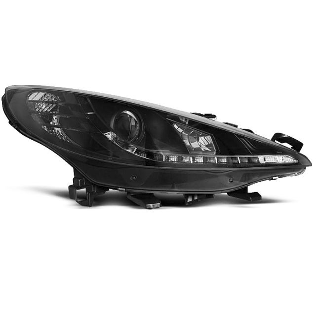 Фарове за PEUGEOT 207 05.06-06.12 с дневни светлини Черни