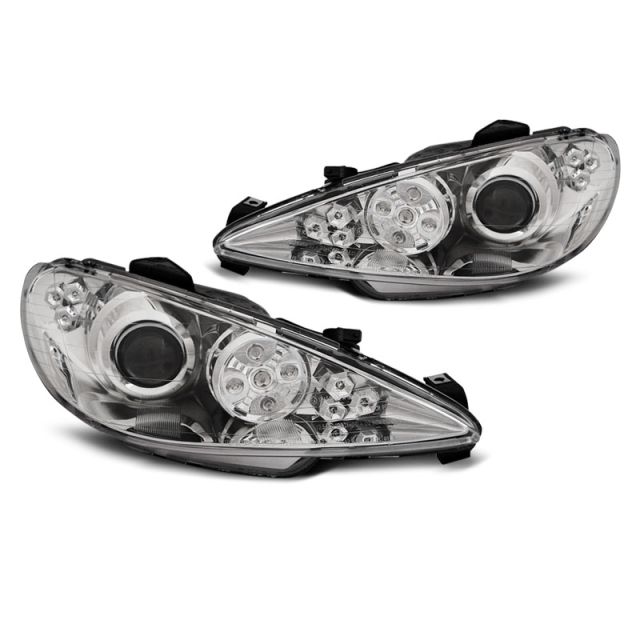 Фарове за PEUGEOT 206 02-с ангелски очи хром LED