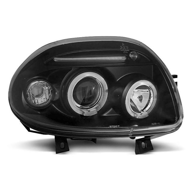 Фарове за RENAULT CLIO II 09.98-05.01 с ангелски очи Черни