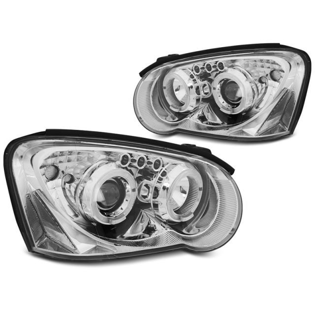 Фарове за SUBARU IMPREZA II GD 03-05 с ангелски очи хром