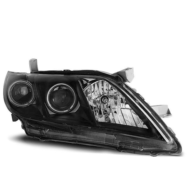 Фарове за TOYOTA CAMRY 6 XV40 06-09 с ангелски очи Черни
